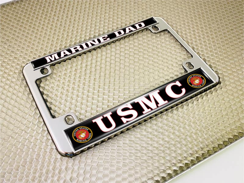 USMC Marine Dad - Motorcycle Metal License Plate Frame